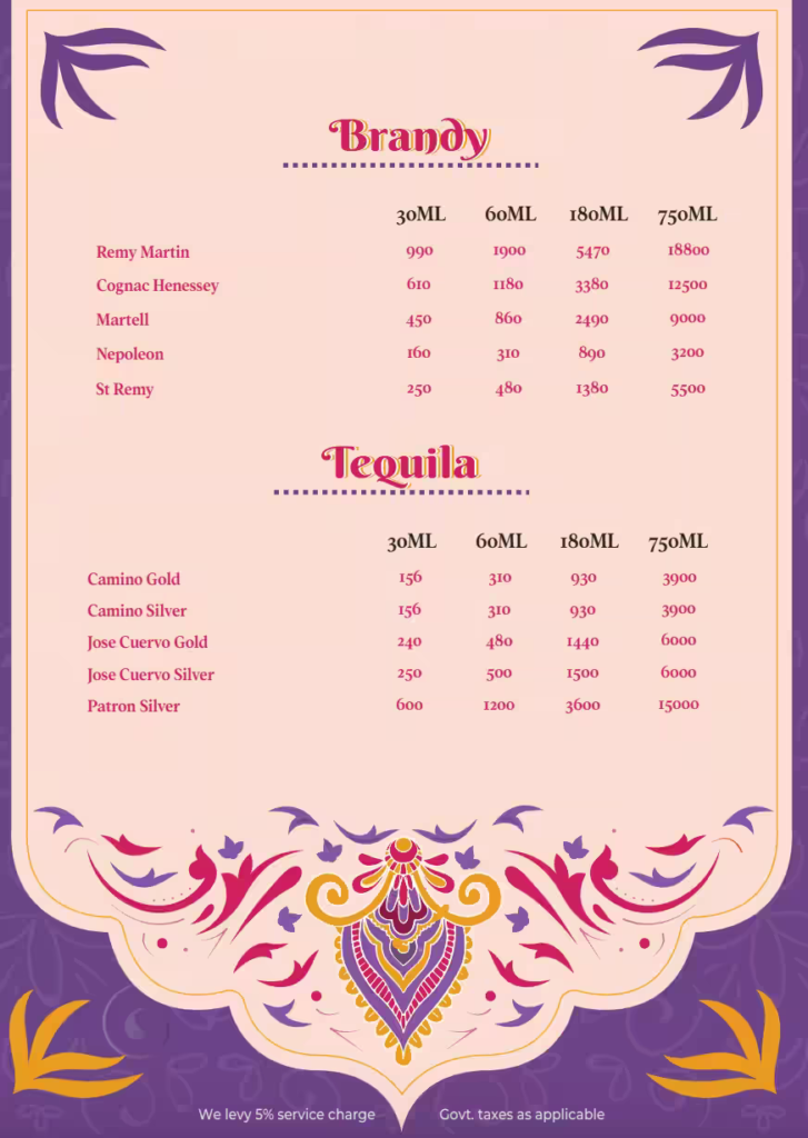 Bar Menu 2